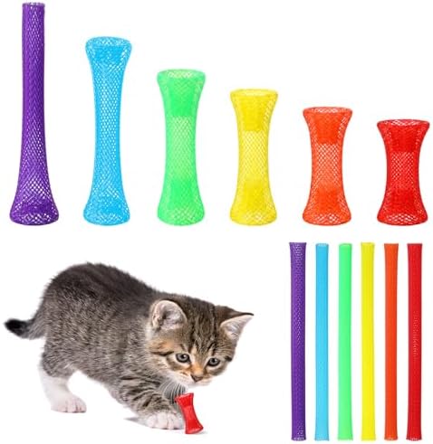 Leitee 60 Pcs Cat Spring Toys Kitten Tubes,Rainbow Colors