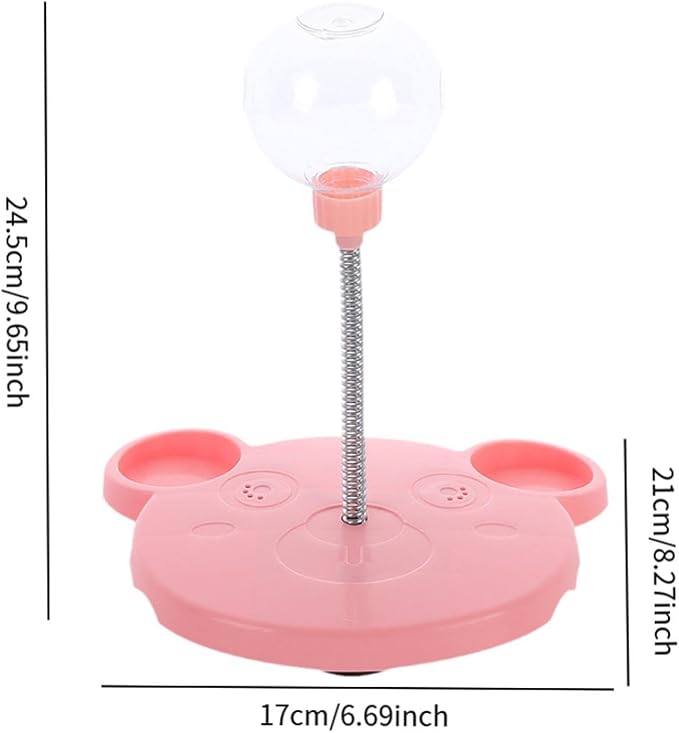 Dog Cat Slow Feeder Toy Kitten Treat Toy Leaking Food Training Ball Food Treat Dispenser Feeding Toy for Outdoor Kitten, Bear, Pink