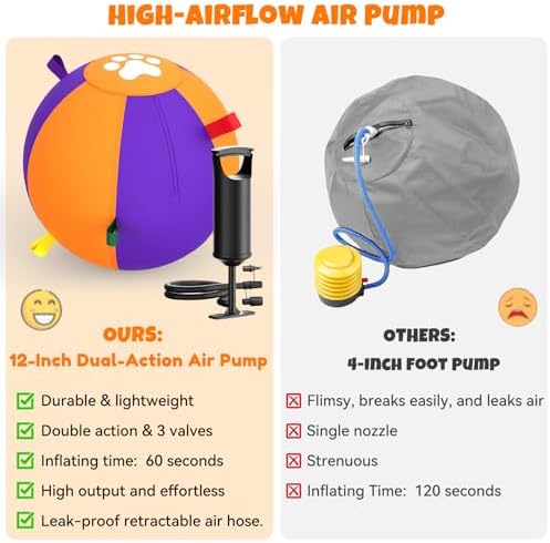 3.0 Upgraded Herding Ball for Dogs - 25" Heavy-Duty Interactive Dog Toy,Reinforced Oxford Cover & Loops,Thick PVC Bladder,Fast Pump,Outdoor Herding Toy for Border Collie,Australian Shepherd