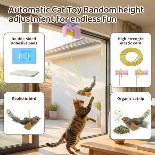 Interactive Cat Toys for Indoor Cats, Automatic Hanging Door Toys Pink