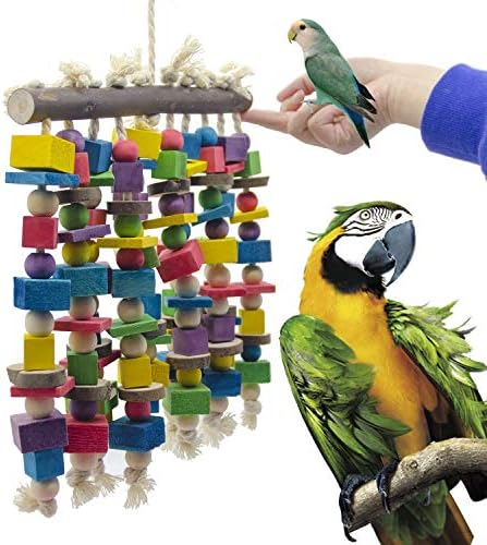 15.7"X9.8" Large Bird Parrot Chewing Toy-Natural Wooden Parrot Tearing Toys