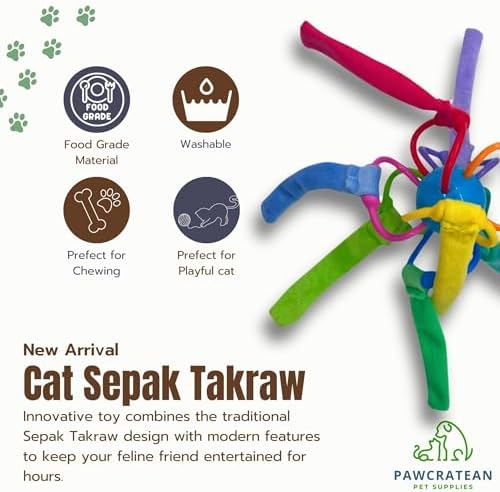 Catnip Sepak Takraw Cat Toy with Crackle Paper Colorful Self-Entertainment Durable Chew Toy