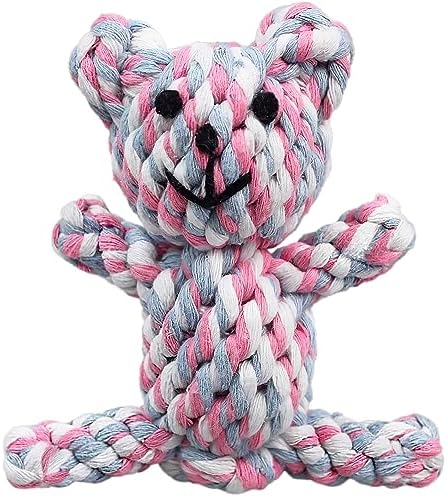 SunGrow Teddy Bear Puppy Teething Toy, Durable Tug and Chew Play for Small & Medium Dogs, Knotted Rope Cotton Design for Teething Comfort, Interactive Training, Active Pet, & Oral Cleaning