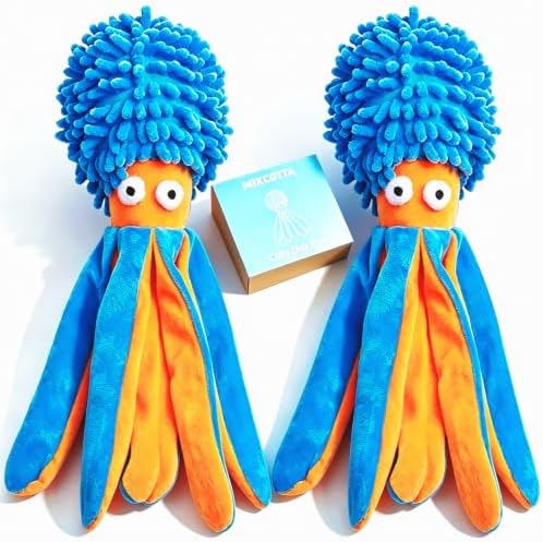 2-Pack Dog Squeak Toys,Plush Puppy Octopus Dog Toys for Small Medium Breed