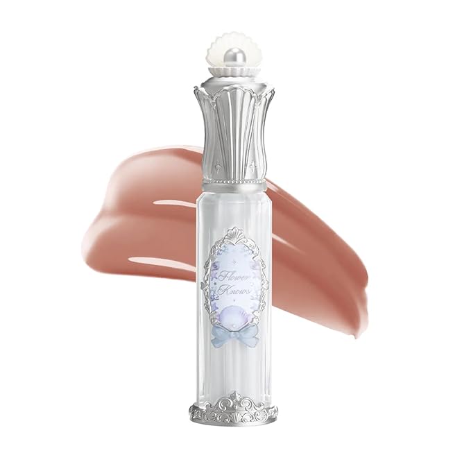 Flower Knows Shell's Jewel Nourishing Lip Glaze,Hydrating Lip Gloss with Hyaluronic,Moisturizing Plumping Oil,Non-Sticky Formula,0.16 fl.oz(P08 Coconut Latte)