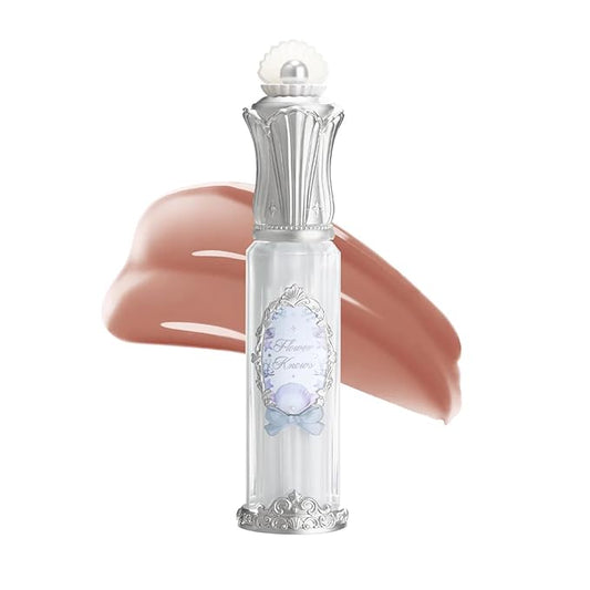 Flower Knows Shell's Jewel Nourishing Lip Glaze,Hydrating Lip Gloss with Hyaluronic,Moisturizing Plumping Oil,Non-Sticky Formula,0.16 fl.oz(P08 Coconut Latte)