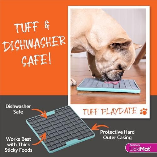 LickiMat Tuff Playdate Slow Feeder Lick Mat for Dogs, Red, Boredom Aid