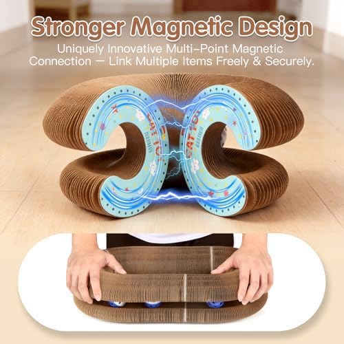 Extensible Magnetic Cat Scratcher Cardboard Toy with Bell Ball