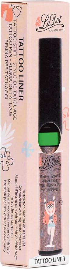 LaDot Temporary Tattoo Liner Pen – Fine Tip Waterproof Body Art Marker for Drawing Custom Skin Designs – Ideal for Temporary Tattoos, Festivals, Parties & More (Green)