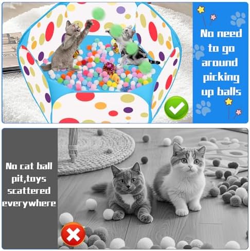 Cat Ball Pit for Cats, 226 Pcs Interactive Cat Toys for Indoor Kittens,Blue