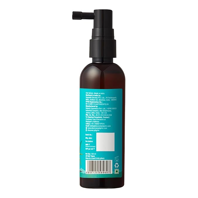 Pilgrim Advanced Hair Growth Serum with Redensyl 3%, Anagain 4% & Baicapil | Hair Fall Control & Regrowth | Korean Black Rice | For Men & Women, 3.38 Fl Oz (100ml)