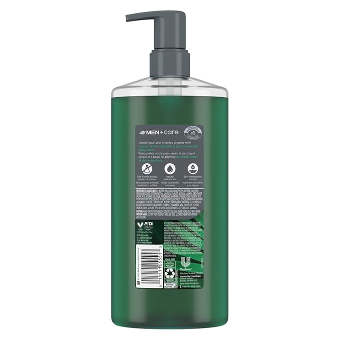 DOVE MEN + CARE Body Wash Coastal Cedar & Bergamot Plant-Based Moisturizing Body Wash for Men, 26oz