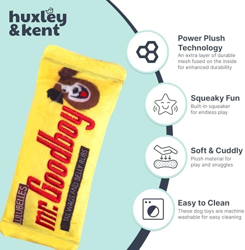 Huxley & Kent Power Plush Squeaky Dog Toy, Mr. Goodboy, Small