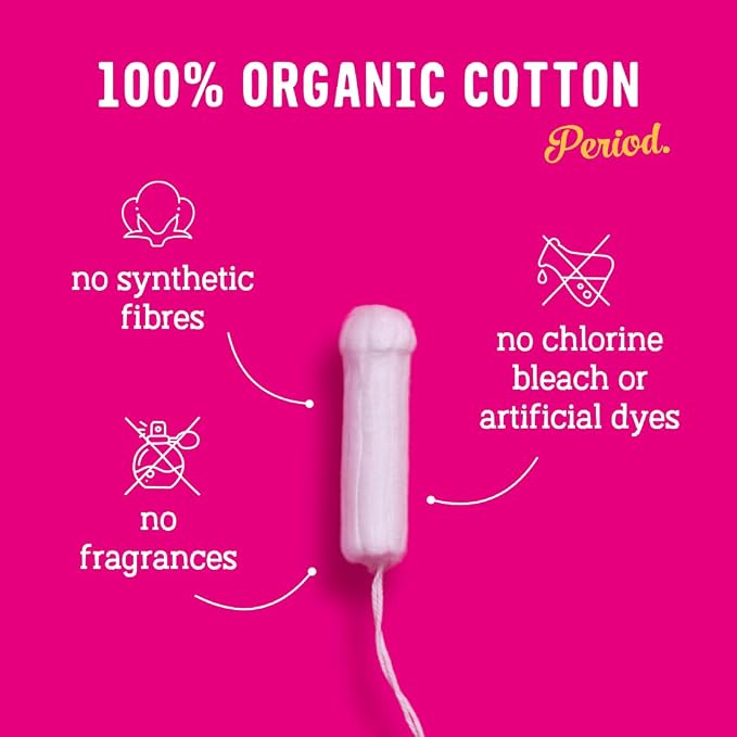 Flo - Organic Cotton Tampons for Women - 64 Pack (36 Regular, 28 Super) - Leak Proof - No Synthetic Fibers, Chlorine Bleach, Added Dyes - Bio-Plastic Applicator - Feminine Care - Vegan & Cruelty Free