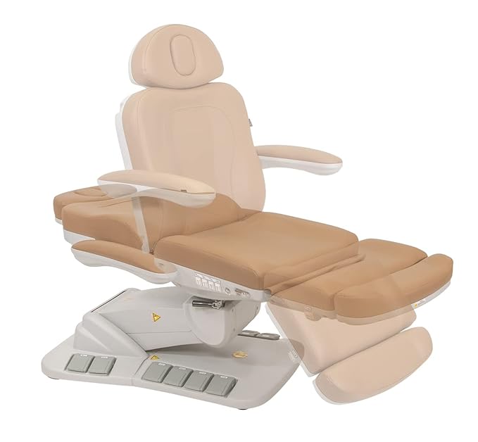 Silver Fox - Facial Chair for Esthetician, Electric Spa Treatment Chair with 4 Motors, Professional Beauty Bed, Adjustable Salon Treatment Table with 240° Rotation - 2246EB, Sand