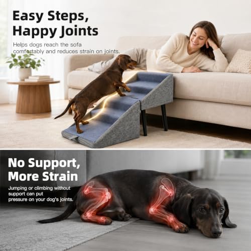 2-in-1 Foldable Dog Stairs & Footstool, Non-Slip Pet Steps for Small Dogs