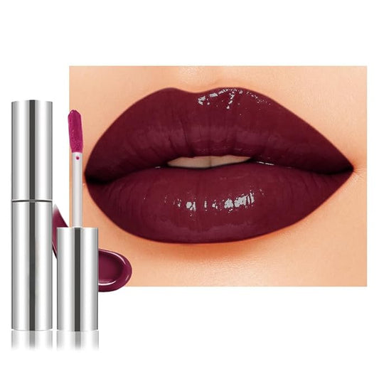 Full-On Plumping Liquid Lip Gloss, Plum Hydrating Lip Plumper Lip Blam Lipstick, High-Shine Tinted Formula for Fuller, Nourishes, Moisturizes & Softens Lips, Cruelty-Free (Plum)