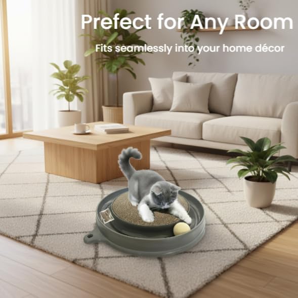 AUOON Cat Scratcher Toy with Ball Track for Indoor Cats and Kittens, Gray