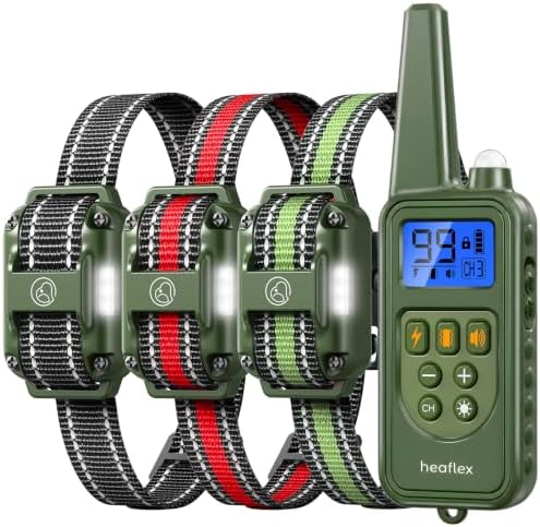 Shock Collar for 3 Dogs, Beep & Safe Shock, Vibration/Light, IPX8