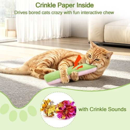 Retro Shaw Refillable Catnip Cat Toys Pillows, for Indoor Cats Kicker, 3PCS