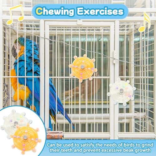 2 Colors Bird Toys for Parrots, Small Bird Cage Toys with Spinning Rattle