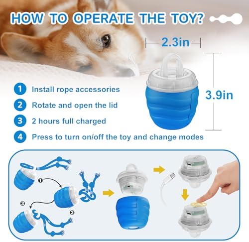 Interactive Dog Toys Ball, Automatic Motion Activated Dog Interactive Toy for Medium/Large Dogs, Moving Dogs Ball for Boredom(Blue)