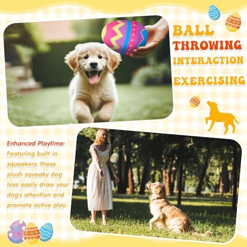 10 Pcs Easter Dog Toys Bulk Large Easter Eggs for Dogs Squeaky Toys for Large Medium Small Doggy Puppy Interactive Chew Colorful