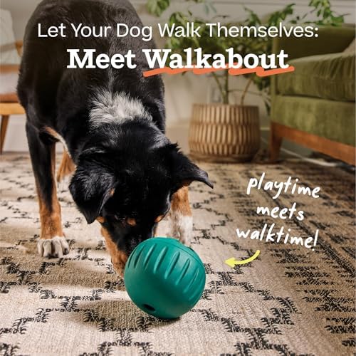 Woof Walkabout Dog Puzzle Treat Dispenser Toy for Dogs Under 40 lbs | Adjustable treat openings, fits kibble & treats, durable rubber, dishwasher safe, easy to clean