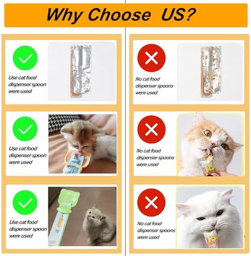 2 Pack Cat Treat Dispenser,Puree Cat Treats Feeding Spoon,Cat Treats Bar Squeeze Spoon（Yellow）