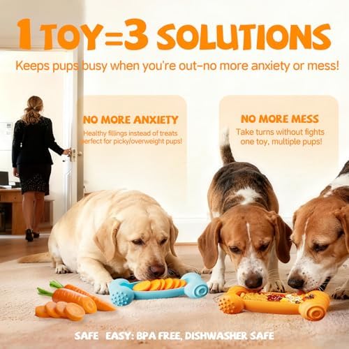 2-Pack Freeze Toys for Dogs Slow Feeder Lick Bone Indestructible Chew Toy