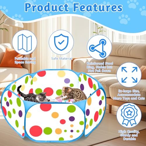 Cat Ball Pit for Cats, 226 Pcs Interactive Cat Toys for Indoor Kittens,Blue