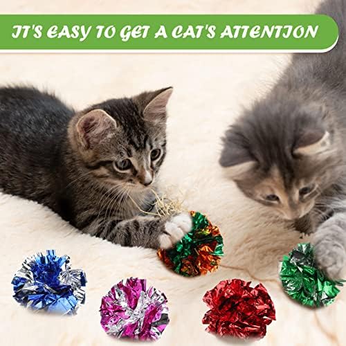 Silkfly 200 Pcs Polyester Film Crinkle Balls Cat Toys 2.36" Crinkle Ball