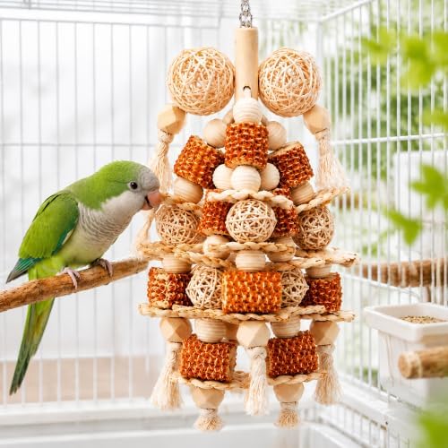 Bird Toys Natural Corn Cob Loofah Chew Toys for Small Medium Parrots