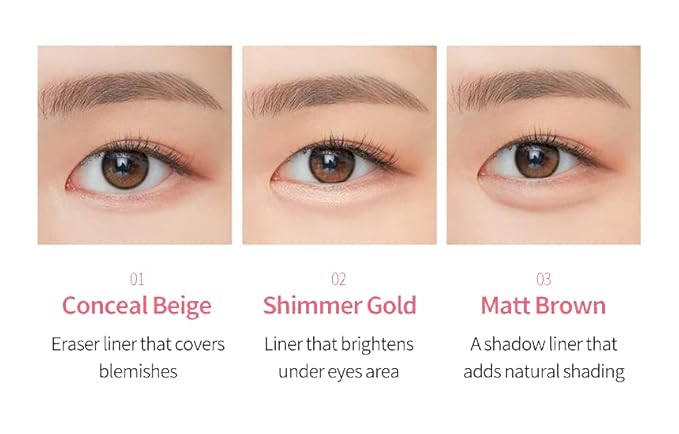 TONYMOLY Lovely Beam Drawing Pencil 02 Shimmer Gold – Multi-Use Highlight & Concealer Pencil for Under Eye Brightening, Blemish Coverage & Radiant Glow, Korean Makeup Stick 0.3g