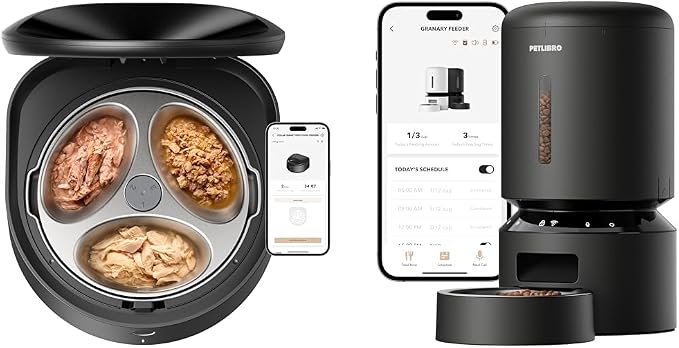 PETLIBRO Automatic Cat Feeder Wet Food with Stainless Steel Bowl and Semiconductor Cooling + 5L Automatic Cat Feeder, Both App-Controlled, Easy to Clean, Freshness Preservation