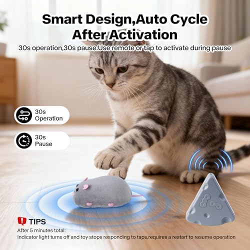 Pet Prime Interactive Cat Mouse Toy with Remote Control,Rechargeable Automatic Moving Mouse for Indoor Cats & Kitten,Exercise with Mental Stimulation