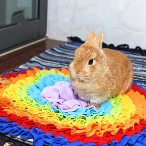 Dog Snuffle Mat Interactive Round Shape Sniff Feeding Food Mats Pet Foraging Treat Dispenser Toy Slow Feeder for Dogs Rabbits (Rainbow)