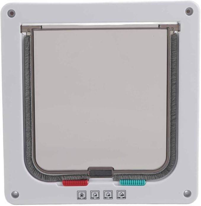 Generic Smart Cat Door 4 Way Lockable Pet Cat Small Dog Flap Door for Pet Care White Small Size S
