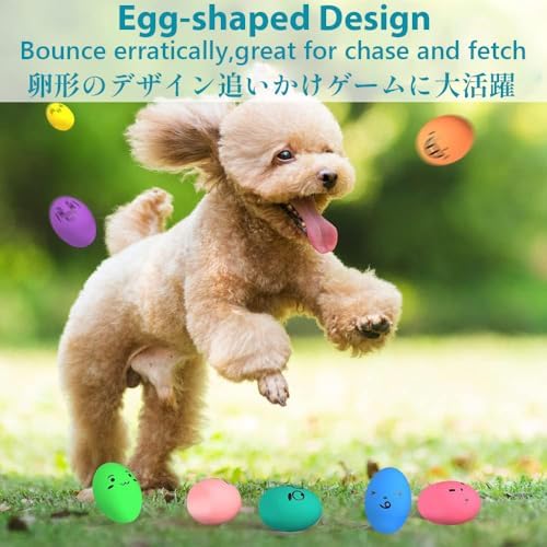 SCHITEC Dog Squeak Toys, Latex Egg Balls for Puppies Small Medium Dogs