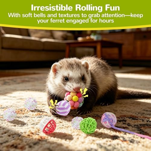 20 Pack Ferret Toys, Ferret Chew Toys, Interactive Toys with Bells