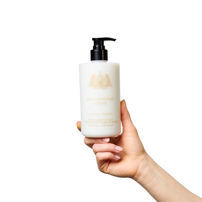 Caswell-Massey Sandalwood Hand and Body Lotion for Dry Skin, Daily Moisturizing Lotion with Almond Oil, Shea Butter & Vitamin E, Fast-Absorbing Non-Greasy Hydrating Moisturizer, Pump Bottle 15.2 fl oz