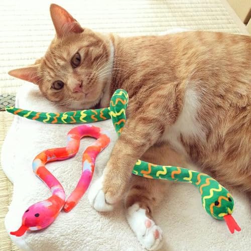 CiyvoLyeen Plush Snake Catnip Toys for Indoor Cats 3 Pack