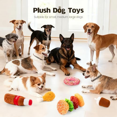 Sedioso Large Dog Toy Set, 5-Pack Stuffed Dogs Chew Toys, Durable Plush Dog Toy, Dogs Squeaky Toys for All Breed