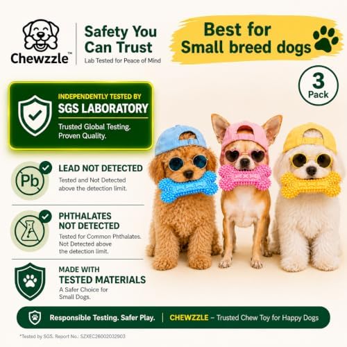 Chewzzle™ Durable TPR Dog Chew Toys | Safe Non-Toxic Toys for Small Breed Dogs (5-25 lbs) | Gentle to Light Chewers | SGS Tested