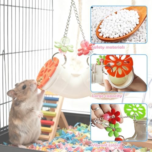Rat Enrichment Toys, Hanging Tube Mice Treat Dispenser, Slow Feeder