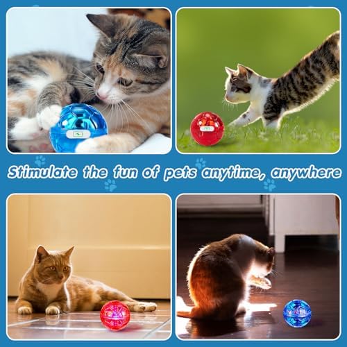 Sratte 2 Pcs Rechargeable Light up Cat Ball Ghost Hunting, Red and Blue