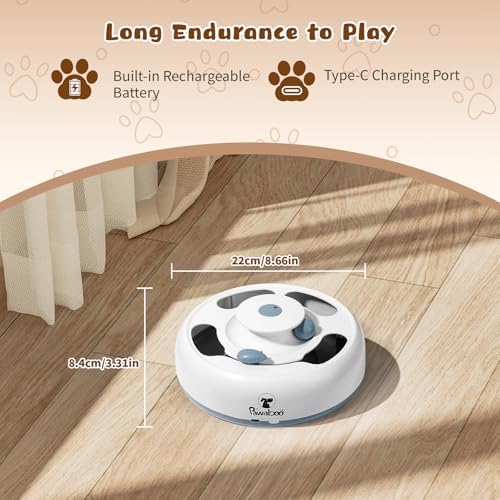 Pawaboo 3-in-1 Automatic Interactive Cat Toy, Electronic Motion Kitten Toy