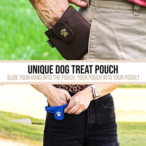 Dog Treat Pouch, Blue Pocket Sized Training Reward Pouch - Lightweight Dog Treat Holder with Magnetic Flap for Stability, Perfect Dog Accessories, Made of Durable Nylon, Machine Washable
