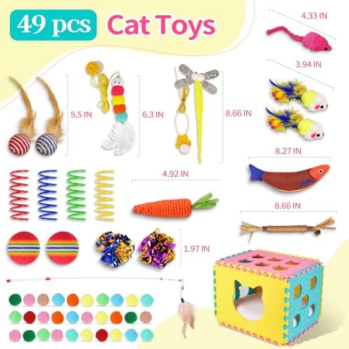 49pcs Cat Toys for Indoor Cats, Interactive Cat Toy for Exercise & Sleeping