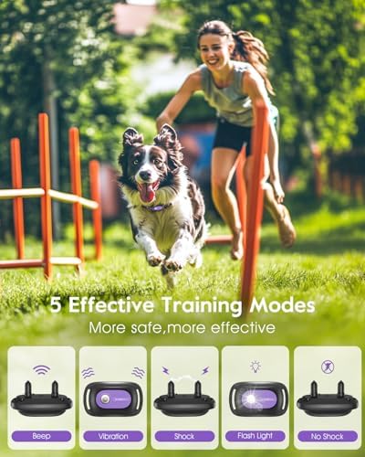 SLOPEHILL Dog Shock Collar,4200FT Dog Training Collar with Remote,Purple | IP68 Waterproof e Collar with Beep,Vibration,Safe Shock,Light,No Shock Mode,Shock Collar for Small Medium Large Dog 8-140lbs